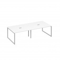 Стол для переговоров 280 на каркасе QUATTRO белый премиум / металлокаркас серый А4 С4 132-2 БП