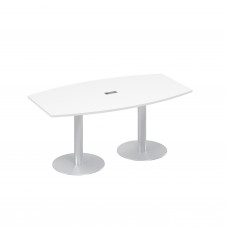 Стол 180x100 фигурный на опорах-колоннах переговорный белый премиум А4 ХР 112 БП