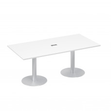 Стол 200 переговорный на колоннах белый премиум А4 ХР 123 БП