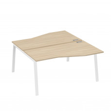 Рабочая станция (2х160) столы Техно на опорах TRE дуб скандинавский / металлокаркас белый А4 Б3 191 ДК