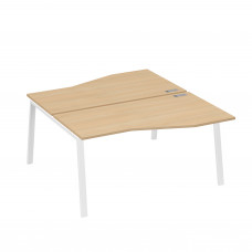 Рабочая станция (2х160) столы Техно на опорах TRE натуральный дуб / металлокаркас белый А4 Б3 191 НД