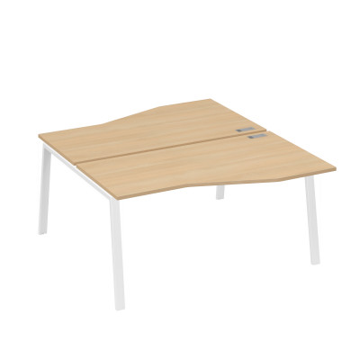 Рабочая станция (2х160) столы Техно на опорах TRE натуральный дуб / металлокаркас белый А4 Б3 191 НД