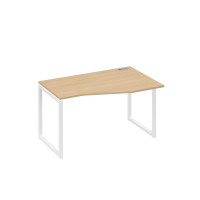 Стол правый "Техно" на металлокаркасе QUATTRO эргономичный натуральный дуб / металлокаркас белый А4 Б4 064 НД