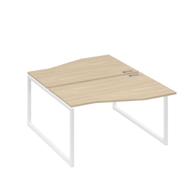 Рабочая станция столы (2х140) Техно каркас QUATTRO дуб скандинавский / металлокаркас белый А4 Б4 190 ДК
