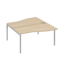 Станция со столами Техно эргономичными (2х160) каркас DUE дуб скандинавский / металлокаркас серый А4 С2 191 ДК