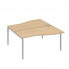 Станция со столами Техно эргономичными (2х160) каркас DUE натуральный дуб / металлокаркас серый А4 С2 191 НД