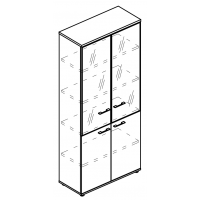 Шкаф со стеклянными дверьми в алюминиевой рамке (топ ДСП) мокко премиум / мокко премиум МР 9480 МП/МП/МП