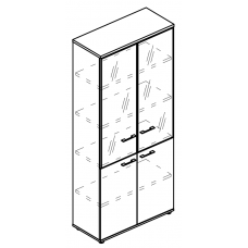 Шкаф со стеклянными дверьми в алюминиевой рамке (топ ДСП) мокко премиум / мокко премиум МР 9480 МП/МП/МП