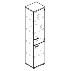 Шкаф узкий прозрачной дверью (топ ДСП) мокко премиум / вяз либерти МР 9485 МП/ВЛ/ВЛ