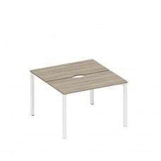 Рабочая станция на металлокаркасе, столешницы с вырезом (2*120) вяз либерти/ белый гладкий А1 БГ 170.2 ВЛ