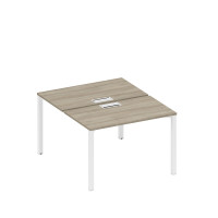 Рабочая станция на металлокаркасе, столешницы с заглушкой (2*120) вяз либерти/ белый гладкий А1 БГ 173 ВЛ