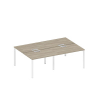 Рабочая станция на металлокаркасе, столешницы с заглушкой (4*120) вяз либерти/ белый гладкий А1 БГ 176-2 ВЛ