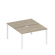 Рабочая станция на металлокаркасе, столешницы с вырезом (2*140) вяз либерти/ белый гладкий А1 БГ 177.2 ВЛ