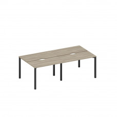 Рабочая станция на металлокаркасе, столешницы с вырезом (4*120) вяз либерти/ черный гладкий А1 ЧР 170.2-2 ВЛ