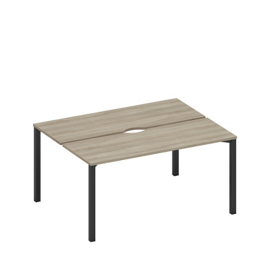 Рабочая станция на металлокаркасе, столешницы с вырезом (2*160) вяз либерти/ черный гладкий А1 ЧР 172.2 ВЛ