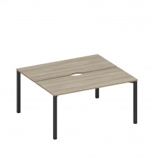 Рабочая станция на металлокаркасе, столешницы с вырезом (2*160) вяз либерти/ черный гладкий А1 ЧР 175.2 ВЛ