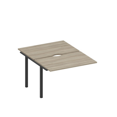 Секция стола рабочей станции на металлокаркасе, столешницы с вырезом вяз либерти/ черный гладкий А1 ЧР 176.2-1 ВЛ