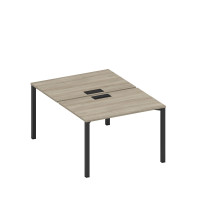 Рабочая станция на металлокаркасе, столешницы с заглушкой (2*120) вяз либерти/ черный гладкий А1 ЧР 176 ВЛ