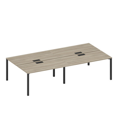 Рабочая станция на металлокаркасе, столешницы с заглушкой (4*160) вяз либерти/ черный гладкий А1 ЧР 178-2 ВЛ