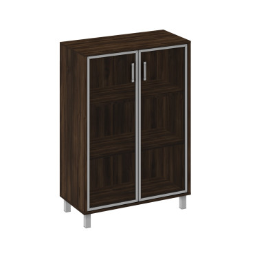 Шкаф для документов, двери стеклянные в алюминиевой раме дуб ристретто В 420-824 ДР