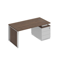 Стол на опорной тумбе с декоративной вставкой дуб гладстоун / антрацит премиум / дуб гладстоун БР 109 ДГ АР ДГ