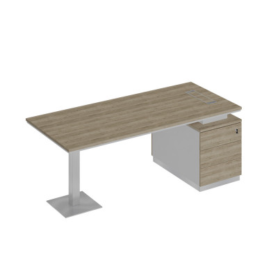 Стол на опорной тумбе для руководителя дуб гладстоун светлый / белый премиум / дуб гладстоун светлый СИ 104 ДС БП ДС