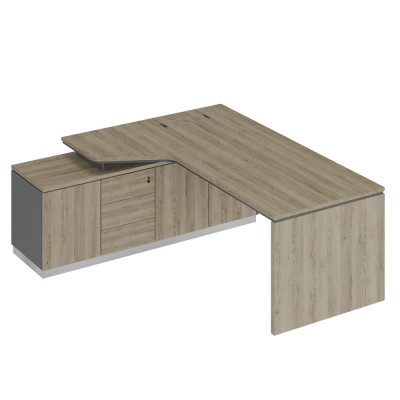 Стол эргономичный на опорной тумбе левый дуб гладстоун светлый / антрацит премиум / дуб гладстоун светлый СИ 119 ДС АР ДС