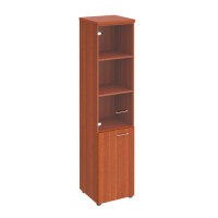 Шкаф для документов узкий со стеклянной прозрачной дверью миланский орех ПТ 986 ОМ