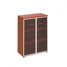 Шкаф средний двери прозрачное стекло в рамке миланский орех ПТ 769 ОМ