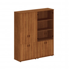Шкаф комбинированный высокий (закрытый + стекло) темный орех Исп.52