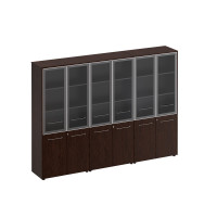 Шкаф комбинированный высокий (стекло + стекло + стекло) венге тёмный МЕ 378 ВТ