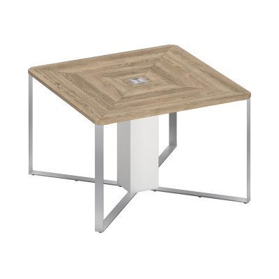 Стол для переговоров 1-секционный дуб гладстоун светлый / дуб гладстоун светлый / белый премиум СП 101 ДС ДС БП ХР