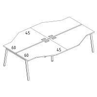 Станция рабочая 4х160 столы Техно на каркасе TRE дуб ристретто/ металлокаркас белый А4 Б3 188-2 ДР