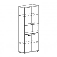 Шкаф для документов 4-дверный с открытой нишей мокко премиум / дуб скандинавский А4 9374 МП/ДК