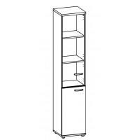 Шкаф для документов узкий со стеклянной прозрачной дверью серый/ дуб ристретто А4 9479 СЕ/ДР