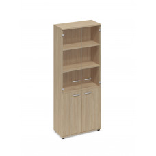 Шкаф для документов со стеклянными прозрачными дверьми дуб скандинавский А4 9379 ДК