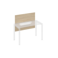 Экран настольный фронтальный большой для стола 120 с кабель-каналом дуб скандинавский / металлокаркас белый А4 Б 836 ДК