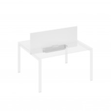 Экран настольный фронтальный для стола 140 с двумя кабель-каналами белый премиум / металлокаркас серый А4 С 847 БП