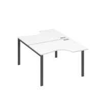 Рабочая станция столы (2х120) эргономичные "Классика" опоры UNO белый премиум / металлокаркас антрацит А4 А1 183 БП