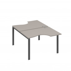 Рабочая станция столы (2х120) эргономичные "Классика" опоры UNO мокко премиум / металлокаркас антрацит А4 А1 183 МП