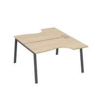 Рабочая станция столы (2х140) эргономичные Классика каркасTRE дуб скандинавский / металлокаркас антрацит А4 А3 184 ДК