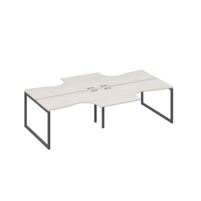 Рабочая станция со столами (4х140) Классика опоры QUATTRO дуб / металлокаркас антрацит А4 А4 181-2 ДШ