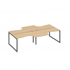 Рабочая станция со столами (4х140) Классика опоры QUATTRO натуральный дуб / металлокаркас антрацит А4 А4 181-2 НД