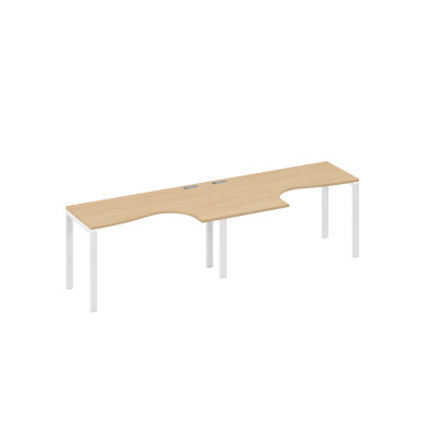 Рабочая станция UNO (2х140) со столами Классика натуральный дуб / металлокаркас белый А4 Б1 033-2 НД