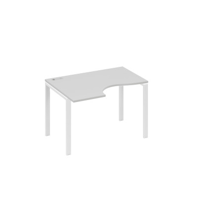 Стол левый "Классика" эргономичный на металлокаркасе UNO серый / металлокаркас белый А4 Б1 041 СЕ