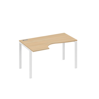 Стол "Классика" левый на металлокаркасе UNO эргономичный натуральный дуб / металлокаркас белый А4 Б1 043 НД