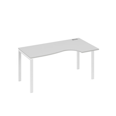 Стол на металлокаркасе UNO "Классика" эргономичный правый серый / металлокаркас белый А4 Б1 046 СЕ