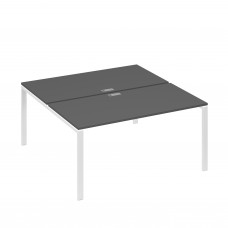 Рабочая станция опоры UNO столы 2х160 антрацит премиум / металлокаркас белый А4 Б1 178 АР