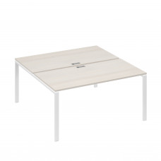 Рабочая станция опоры UNO столы 2х160 дуб / металлокаркас белый А4 Б1 178 ДШ