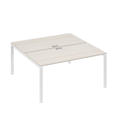 Рабочая станция опоры UNO столы 2х160 дуб / металлокаркас белый А4 Б1 178 ДШ